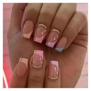 Faux Ongles Lot de 24 faux ongles tendance &agrave; pression, t&ecirc;te carr&eacute;e courte, motif l&eacute;opard vert, couverture compl&egrave;te(Color11) (chenzhiying5188, neuf)