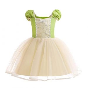 Lito Angels Deguisement Costume Robe de Princesse et la Grenouille Tiana pour Enfant Fille Taille 2-3 ans, Vert (Lito Angels FR, neuf)