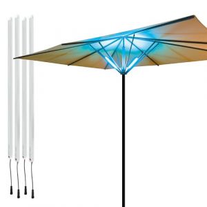 Lume1 Lot de 4 lampes de parasol avec t&eacute;l&eacute;commande, lampes pour jardin, 4 LED blanc chaud, 2700 K pour un &eacute;clairage agr&eacute;able, batterie incluse (WEBA-Fahnen GmbH & Co. KG, neuf)