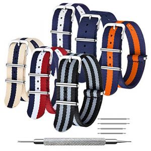 CIVO Strap 6 Packs 18mm 20mm 22mm Bracelets de Montre en Nylon balistique Bracelets Zulu Boucle en Acier Inoxydable avec Barre à Ressort et Outil de Broche de Liaison (CIVO Direct-FR, neuf)