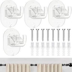 Support Tringle 4 Pièces Rideaux Sans Percage Crochet Transparent Rideau Sans Percage Crochet pour Fenetre a Clipser Rideau Adhesif Accroche Tringle Rideau Sans Percage pour la Maison,la Salle de Bain (YUZHEKJ, neuf)