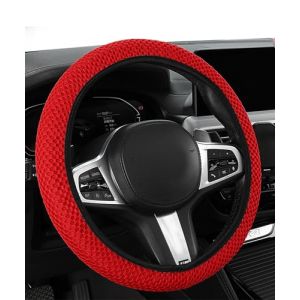Flaconi Housse Volant Voiture,Couvre Volant,Protege Volant Voiture,Protection Volant Voiture,Housse Volant Voiture,Housse de Volant,Convient à la Plupart des Voitures,des Vamions,des SUV (Rouge) (shenhua auto, neuf)