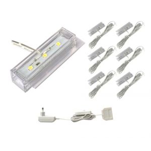 ACCE Éclairage de sol en verre LED, éclairage de bord en verre,éclairage de vitrine,éclairage d'étagère,2D ou 3D en kit,couleur de lumière blanc chaud, alimentation électrique incluse (2D, Lot de 6) (ACCE, neuf)