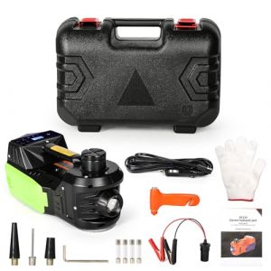 Cric Hydraulique 5T 4 en 1 Cric Electrique Hauteur de Levage 155mm-450mm Cric Portable pour Voiture SUV MPV Berline avec Lumi&egrave;re LED Pompe &agrave; Pneu Bo&icirc;te &agrave; Outils (Eranthe, neuf)