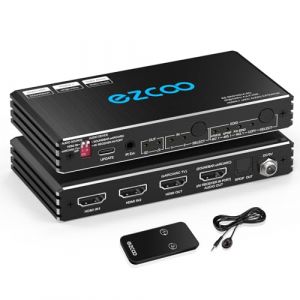 Extracteur Audio HDMI 2.1 eARC 4K 120 Hz 2 x 2 VRR ALLM HDCP2.3 Arc HDR10 CEC SPDIF Optique et Sortie Audio 3,5 mm, commutateur HDMI 2 entr&eacute;es 2 Sorties IR t&eacute;l&eacute;commande Dolby Digital EDID pour PS5 (ezcoo HITECH, neuf)