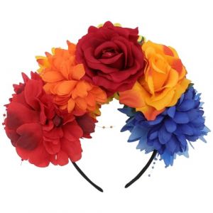 LRXIYODE Serrage-T&ecirc;te &agrave; Fleurs Color&eacute;es en Tissu Tropical Bandeau Fleuri Mexicain Multicolore pour F&ecirc;te Mariage et Festival D&rsquo;&Eacute;t&eacute; Accessoire Cheveux D&eacute;coratif (XPWU, neuf)