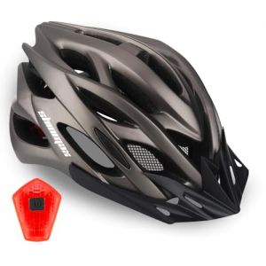 Shinmax Casque Velo Homme Femme Casque Vélo avec LED Lampe de Sécurité Protection Casque VTT et VTC avec Visière Amovible pour Adultes Casque Cyclisme pour Montagne Route Réglable Taille 57-62 cm (AIWEITONG, neuf)