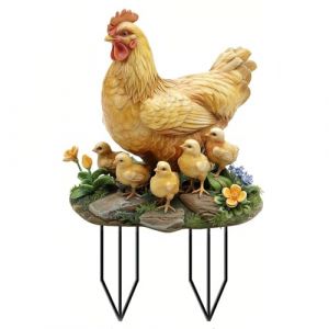 ZAHD D&eacute;coration de Jardin Poule et Poussins en Acrylique 2D pour l'ext&eacute;rieur piquets de Sol Poules Poussins Ornement de pelouse Poule et Poussins de Cour r&eacute;aliste D&eacute;coration de Jardin (A) (C-CD-ZFZ, neuf)