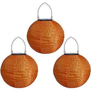 Youning Lampions solaires d'extérieur résistants aux intempéries - Lampion solaire LED - Lanterne de jardin - Lanterne en papier - Lanterne ronde en papier pour décorer - 20 cm (3 pièces) (ZDD123, neuf)