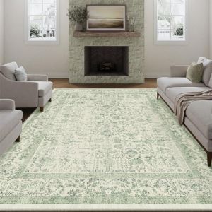 HUGEAR Vert Tapis De Salon Lavable en Machine Tapis Chambre Adulte Grand Tapis Salon 240x300cm Doux Vintage Descente de Lit AntidéRapant Decoration Chambrel Manger (RONGBEN, neuf)
