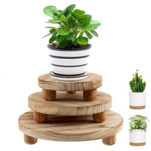 CaiYuanGJ 3 Pièces Tabouret Rond En Bois pour Fleurs, Mini Tabouret En Bois, Étagère Bonsaï Jardin-Pot De Fleurs, , Afficher Les Plantes pour Balcon, Jardin, Intérieur (Czldfd, neuf)