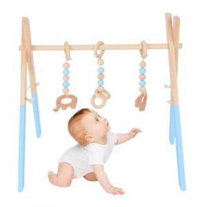 Portique D'&Eacute;veil B&eacute;b&eacute; Bois, Gymnase D'Activit&eacute;s Pour B&eacute;b&eacute;, Jouet Pliable En Bois Pour Nouveau-n&eacute;s, Jouets D'&eacute;veil Pour Chambre De B&eacute;b&eacute;s, Chambre De Nouveau-n&eacute;, Salon (MaoShiShangMao, neuf)