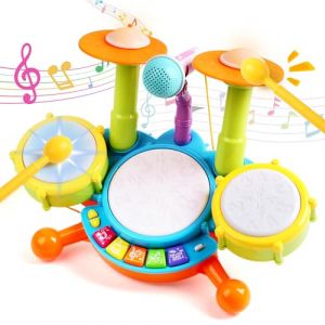Batterie Jouet Bebe 1 an - Instrument de Musique Bebe Tambour Enfant Jouet Enfant 1 Ans, Jeux Bebe ÉIdée Noel Cadeau Enfant 1 2 Ans pour Bébé Garçon Fille (Raykinn, neuf)