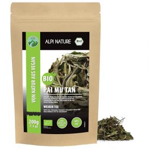 Alpi Nature Thé Blanc Pai Mu Tan BIO 200g, Feuilles de The Blanc Pai Mu Tan, Naturellement Caféiné (Alpi-Trade, neuf)