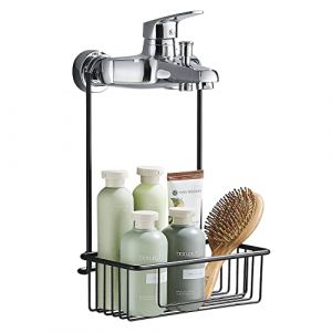 Wopeite Panier de Douche sans Perçage, Etagère à accrocher au Mitigeur, Porte Shampoing à suspendre en Acier Inoxydable Shower Caddy, 25 x 13 x 35 cm Noir (Laughing Hub, neuf)