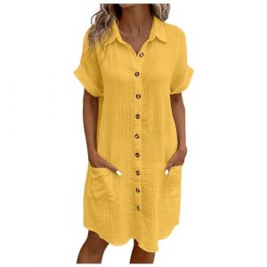 PINTUTU Chemises de Nuit Femme Coton Bouton Robe de Nuit Sexy Nuisette Ouvert Devant Sexy Maternit&eacute; Allaitement Manche Courte T Shirt de Nuit Pyjama V&ecirc;tements de Nuit Casual Col V Top Confortable (PINTUTU SEXY, neuf)