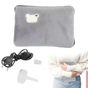 Bouillotte Electrique Chauffante Rechargeable, Bouillotte Electrique, Chauffante Rechargeable Douce Confortable, Chauffe-Mains Et Chauffe-Pieds, Pour Cou, Dos, Ventre Et Lit, Gris (charey, neuf)