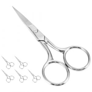 FRCOLOR 6 Pi&egrave;ces Ciseaux &agrave; Sourcils Acier Inoxydable Petits Ciseaux Pour Barbe Poils Du Visage Portables Pour Maison Voyages (White Beach, neuf)