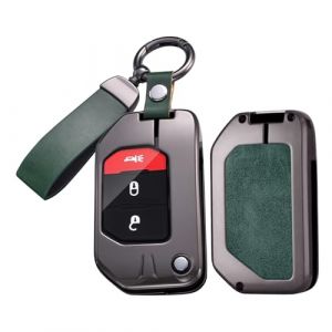 HIBEYO Étui de protection pour clé de voiture compatible avec Jeep Gladiator JT Sahara JLU Wrangler JL Rubicon - Étui de protection pour clés - Organisateur de clés - Porte-clés - Boîte à clés à (bingomotor, neuf)
