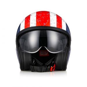 ORIGINE Casque de Moto Jet Casque de Scooter avec Lunettes ECE 22-06(Rebel Star Matt Blue Red,L) (H&H Sports Protection srl, neuf)