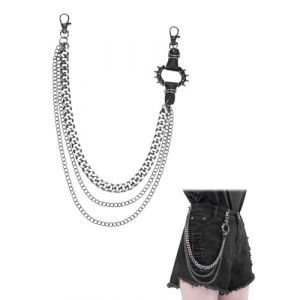 MOPZIJA chaine pantalon,Chaine Pantalon Double Couche, Cha&icirc;ne De Jean Punk Chaine Portefeuille Cha&icirc;ne De Ceinture Chainette De Sac &agrave; Main Cha&icirc;ne Hip Hop Gothique Chaine &agrave; Maillons Homme Et Femme (qinhuangdaozhaozangshangmaoyouxiangongsi, neuf)