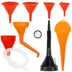 Lot de 12 Entonnoir Essence, Plastique Entonnoir à Essence Lot, Entonnoir Universel à Essence, Avec Filtre et Tuyau Flexible, Pour voitures et motos, huile moteur, liquide, diesel, kérosène et essence (Niuohoy, neuf)