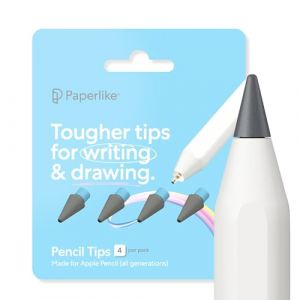 Paperlike Pencil Tips (x4) pour Apple Pencil 1re/2e gén., USB-C & Pro – 10x Plus durables, avec contrôle Subtil sur la Protection d’écran Effet Papier (Paperlike, neuf)