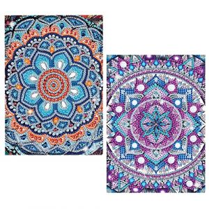 DCIDBEI Lot de 2 Carnet de Note Peinture Diamant A5 Journal Intime Adulte Broderie Diamant Mandala Carnet A5 Diamant Painting Carnet de Croquis A5 Carnet Secret Fille Diamant Cahier Diamant (BEIMIN, neuf)