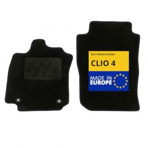 DBS - Tapis de Voiture sur Mesure - Adapt&eacute; &agrave; Votre Renault Clio 4 (09/2012-05/2019) - Antid&eacute;rapant : Clips de Fixations et Scratch - Tapis de Sol Avant 2 pi&egrave;ces - Moquette - Noir (Housses Auto DBS, neuf)