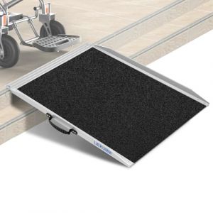 LIEKUMM Rampe de fauteuil roulant, 91 x 73 cm, capacit&eacute; de 300 kg, en aluminium, pour fauteuil roulant, rampe de seuil pour la maison, marches, portable, pour fauteuil roulant &eacute;lectrique, scooter (Liekumm, neuf)