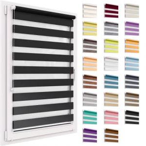 Store Double sans Percer, 45x220 cm - Taille du Tissu, Duo Rollo Klemmfix, Translucide Et Obscurcissant, Day&Night, Store À Enroulement Protection Solaire Store À Enroulement pour Fenêtres & Portes (Bee Blinds, neuf)