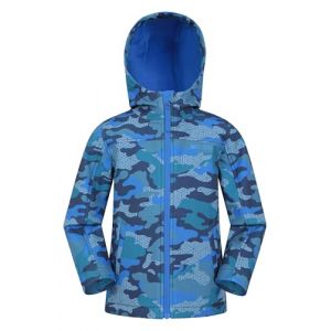 Mountain Warehouse Veste Enfant Exodus Softshell - Coupe-Vent, Imperméable Fille Et Garçon, Veste Polaire Unisexe, Veste À Capuche Conçue pour Sport Et Voyage Bleu 7-8 Ans (Mountain Warehouse, neuf)