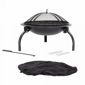 La Hacienda Brasero de Camping avec Grille - Pieds Pliables et Sac de Transport - Noir (Hermie Home & Garden, neuf)