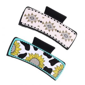 Pinces &agrave; cheveux &ndash; Pince &agrave; cheveux en cuir avec motif de cowboy occidental classique, forte tenue, parfait pour les femmes et les adolescents, accessoire de cheveux &eacute;l&eacute;gant pour les occasions (gaojingfz, neuf)