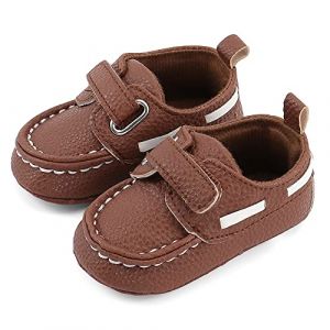 MASOCIO Mocassin Bebe Garcon Chaussures Premier Pas Garçon Bébé Chausson Antiderapante Taille 20 12-18 Mois Brun (Ortego, neuf)