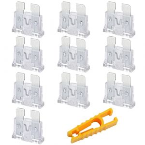 JatilEr 10 Pièces Fusible Voiture, Fusibles pour Auto Standard 25A, Voiture Fusible avec 1 Extracteur de Fusibles pour Voiture/Camping-Car/Camion/Moto/Bateau (Le Tian Europe, neuf)