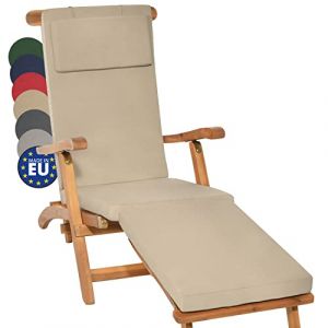 Beautissu Coussin Bain de Soleil 175x45x5 cm Loftlux DC – Matelas Bain de Soleil Housse Amovible – Coussin Transat Exterieur Chaise Longue Nature (Brandvin, neuf)