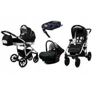 BabyLux&reg; Enfant Poussette Combin&eacute;e Set 4 en 1 - Largo - incl. Nacelle, Canne, Si&egrave;ge de voiture, ISOFIX Base - Si&egrave;ge Auto - Landau B&eacute;b&eacute; - avec Sac &agrave; langer, Habillage pluie etc. (BabyLux-shop, neuf)