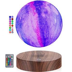 UVEHAS Lampe de lune tournante flottante - Lampe de galaxie en lévitation magnétique rotative Lampe de lune LED 16 couleurs Impression 3D Veilleuses pour chambre Bureau Décoration de bureau, Cadeaux (teyangqi, neuf)