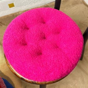 Morbuy Rond Coussins de Jardin, Couleur Unie Coussin Exterieur Int&eacute;rieur, Peluche Epais Coussin Chaise Galette de Chaise pour Int&eacute;rieur Patio Coussin Chaise Exterieur (Rose Rouge,50x50cm) (Morbuy, neuf)