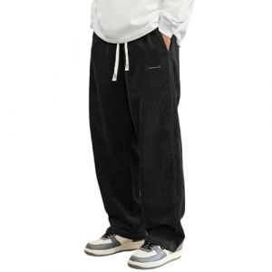 Pantalon Velours Homme, Pantalon Velours Homme C&ocirc;tel&eacute; Kirakuco Pantalons Japonais Taille Elastique Grande Taille Hiver Jogging Baggy Sweatpants Sportswear Sport Chino Confortable (ChaoWenMao, neuf)
