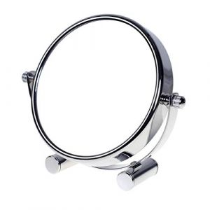 TUKA Miroir Maquillage Grossissement x10, 5 inch Compact Miroir Cosmétique sur Pied, Chrome, Ø 12,5 cm, 100% et 1000% orientable sur 360°, Haute Qualité Miroir de Table, TKD3104-10x (TuKai, neuf)