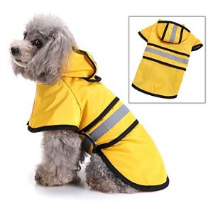 smalllee_Lucky_Store réfléchissante Manteau Chien Pluie avec Capuche Manteau imperméable avec Trou de Laisse légère réglable Poncho pour Petite Moyenne et Grande Taille Chiens,Jaune,4XL (smalllee, neuf)