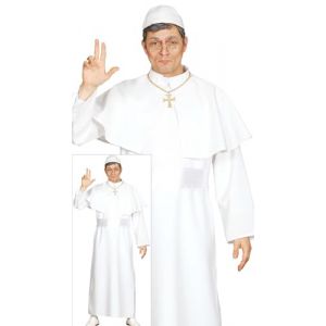 FIESTAS GUIRCA | Costume de Papa Adulte (48-50/M) - Comprend Cape, Ceinture, Calotte et Soutane - Costumes Religieux pour Fêtes, Carnaval et Halloween - Idéal pour Hommes - Blanc (MEGAFIESTA, neuf)