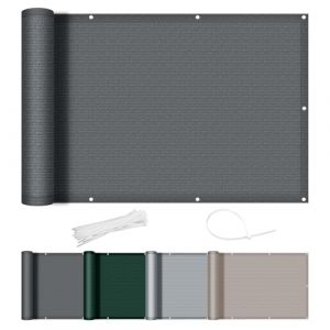 AXT SHADE Brise Vue Balcon 90x600cm HDPE Cache Vue Balcon Protection UV Opaque Résistant aux Contre Vent avec Trous et Serre Câbles pour Exterieur Terrasse-Anthracite (Vanilla Home, neuf)