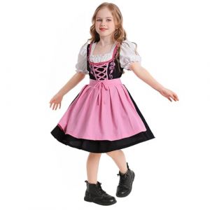 Robe Dirndl Fille C&eacute;r&eacute;monie Oktoberfest - Bavarois Chic avec Tablier D&eacute;taill&eacute; - Costume F&ecirc;te Bi&egrave;re, Campus v&ecirc;tements de Spectacle, &Eacute;v&eacute;nement - Enfant 2 Pi&egrave;ces (Jupe Pliss&eacute;e, Tablier) (Bkazwe, neuf)