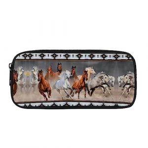Showudesigns Trousse à crayons motif cheval bohème pour filles et enfants - Grande trousse à crayons pour l'école primaire - Sac de rangement de voyage - Aztèque occidental (showu designs, neuf)