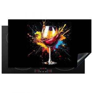 KitchenYeah© Protège Plaque Induction 91x52 cm Deco Cuisine Accessoire Pratique Protection De Vitroceramique Kitchen Gadget Vin - Verre - Graffiti - Boisson - Rouge - Peinture (KitchenYeah, neuf)