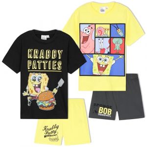 Get Trend Spongebob Squarepants Pyjama Enfant Garcon Été Ensemble Pyjama Court Lot 2 Vêtement de Nuit Détente Sommeil Cadeau Garçon (4-5 Ans, Multi Spongebob 2 Pack) (Get Trend., neuf)