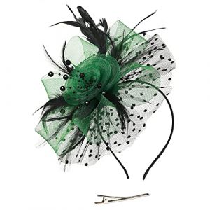 Serre-tête bibi avec perles rondes en sinamay pour mariage et courses pour femme - Tendance et élégante - En maille florale - Pour cocktail, thé, fête - Chapeau bibi pour femme (taille unique) (fhjvbt, neuf)